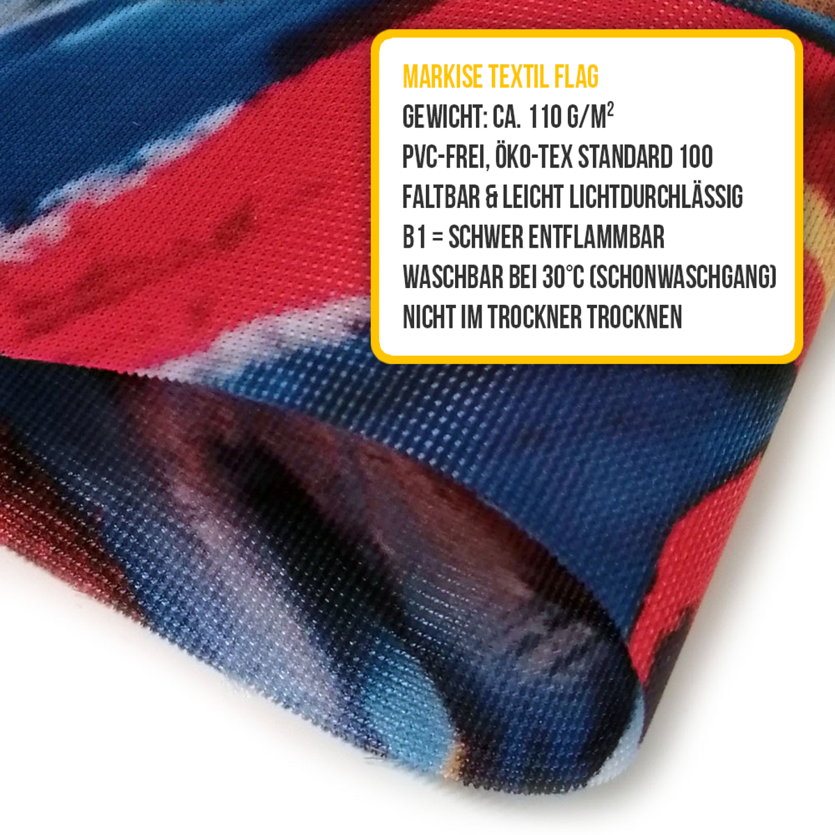 Camping-Markise selbst gestalten, Textil Flag