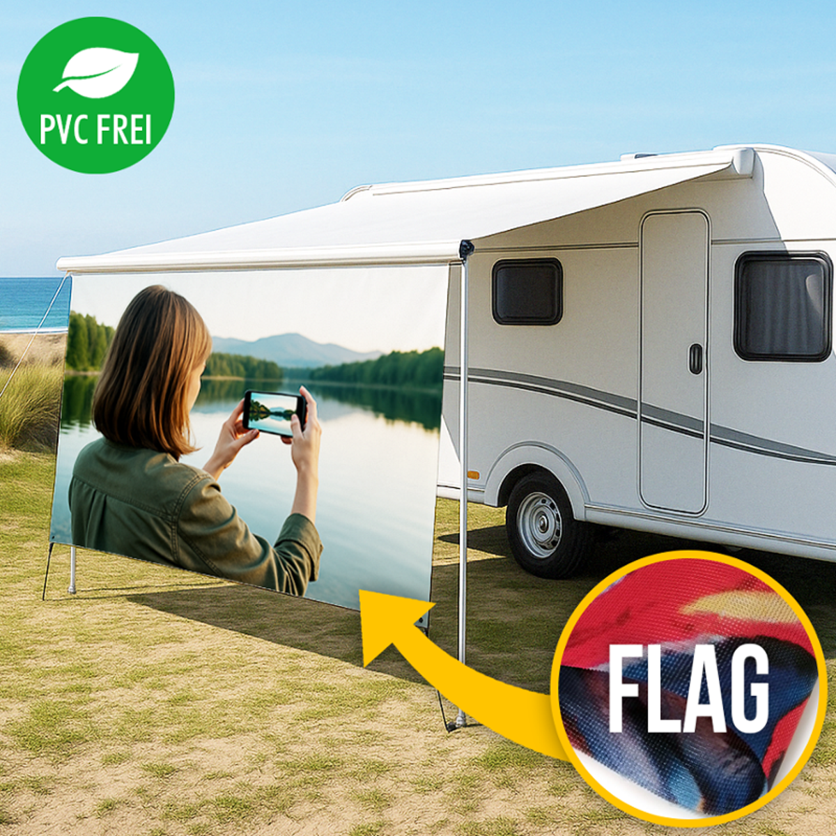 Camping-Markise selbst gestalten, Textil Flag
