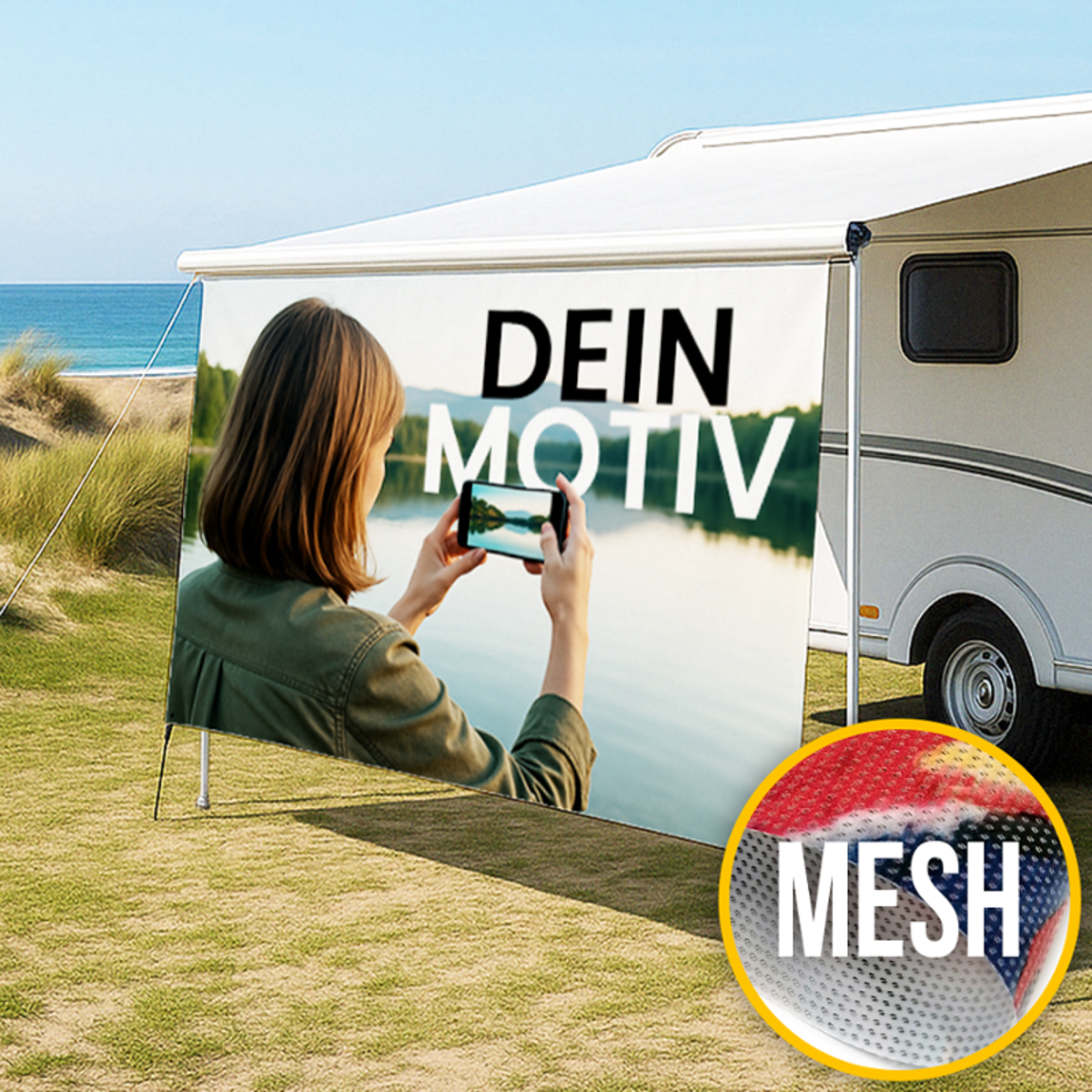 Camping-Markise selbst gestalten in Wunschgröße, Mesh