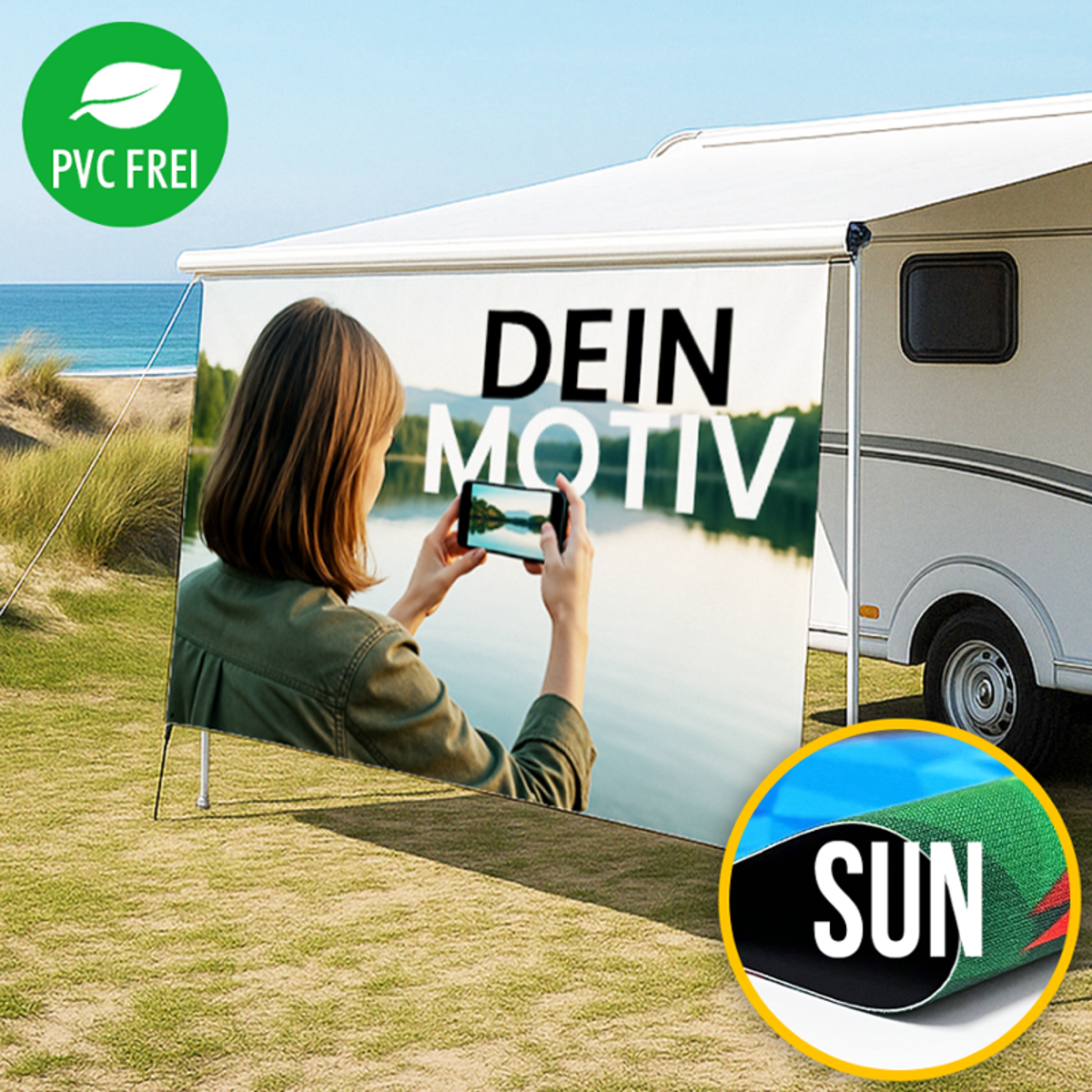 Camping-Markise selbst gestalten in Wunschgröße, Textil Sun