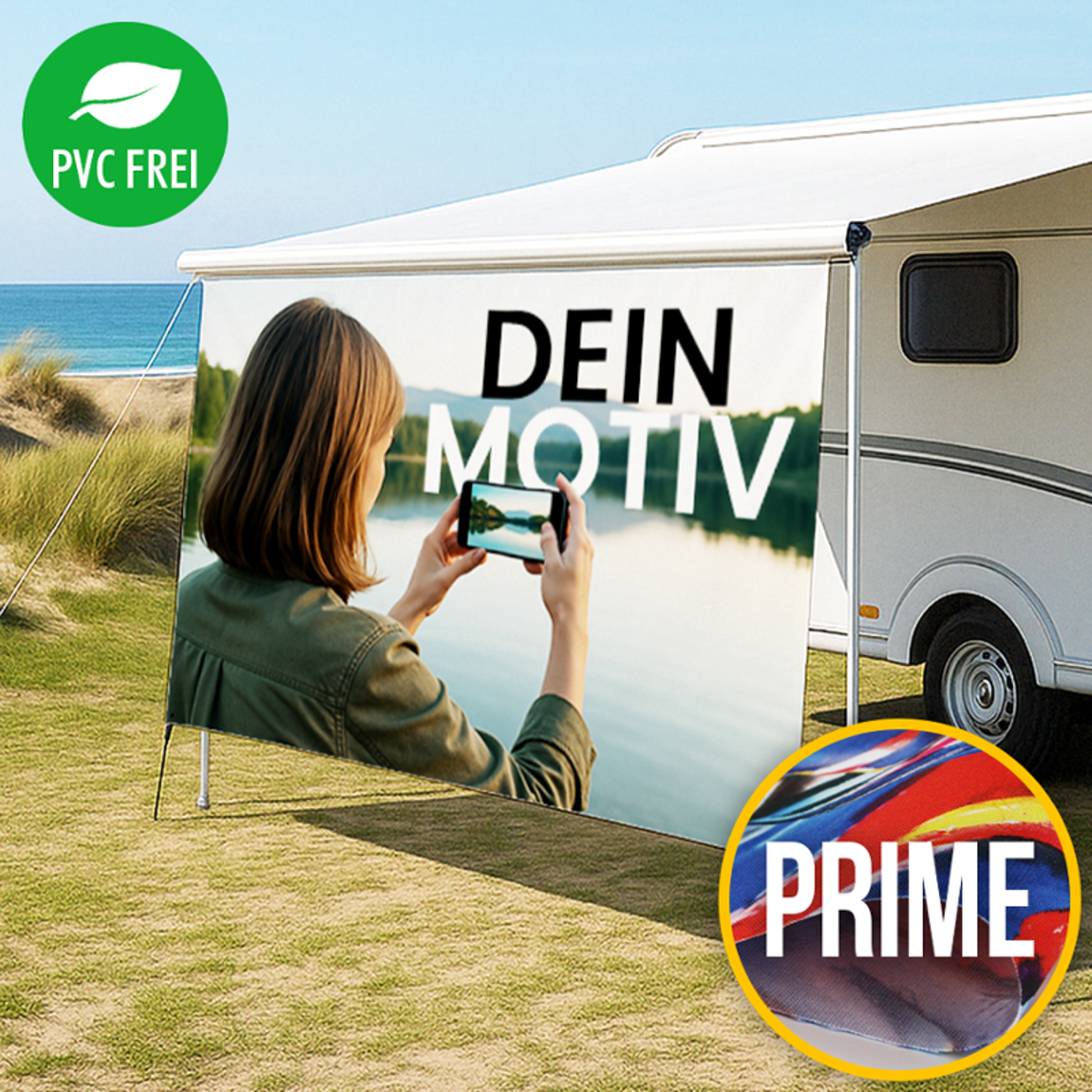 Camping-Markise selbst gestalten in Wunschgröße, Textil Prime