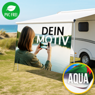 Camping-Markise selbst gestalten in Wunschgröße, Textil Aqua